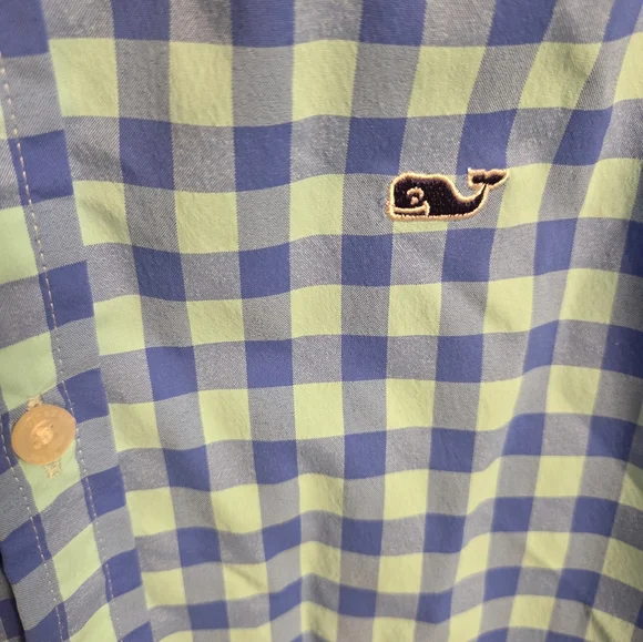 Vineyard Vines Kids XL Button Down Blue Checked - Picture 3 of 4